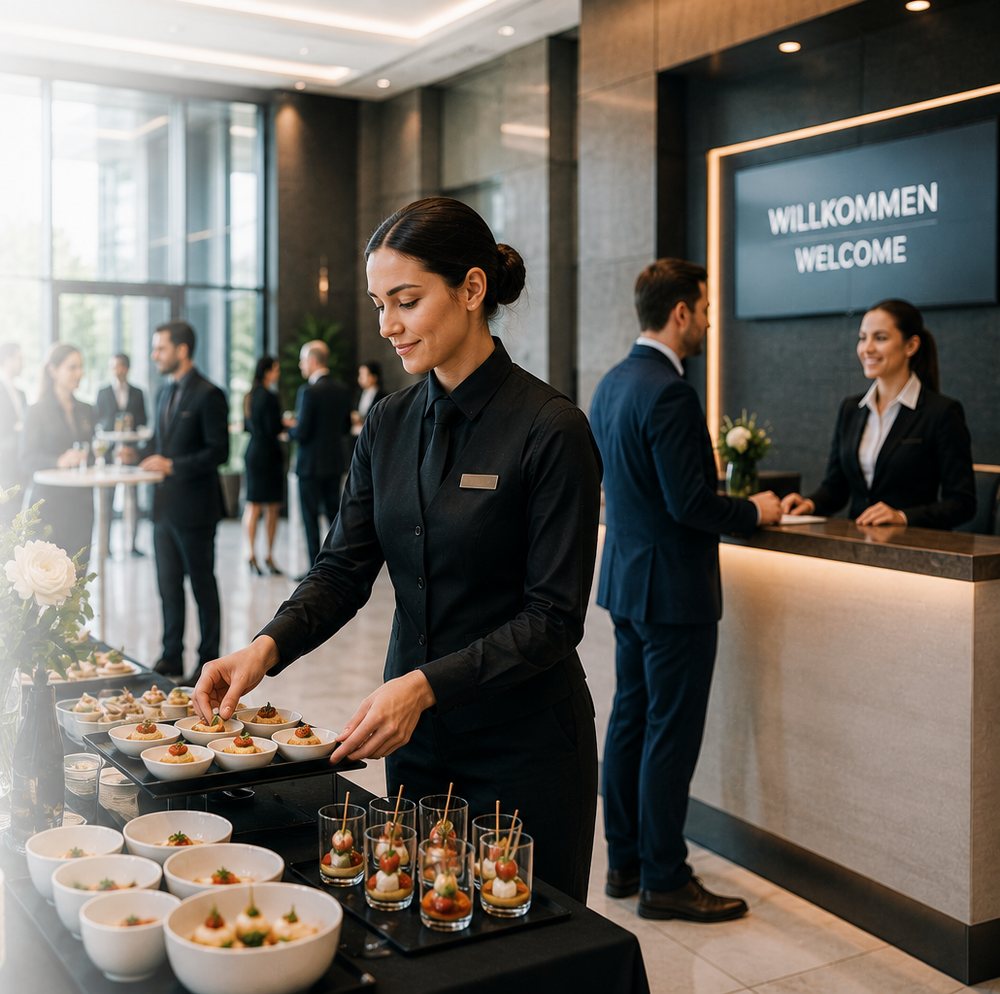 Servicekraft am Buffet im Empfangsbereich – Catering und Empfangspersonal